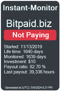 bitpaid.biz Monitored by Instant-Monitor.com