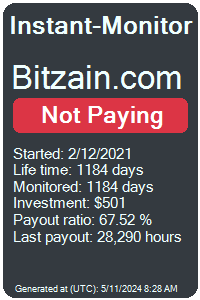 bitzain.com Monitored by Instant-Monitor.com