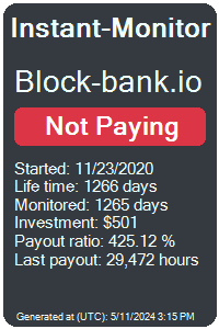 block-bank.io Monitored by Instant-Monitor.com