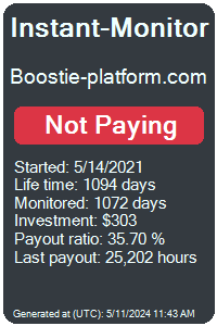 boostie-platform.com Monitored by Instant-Monitor.com