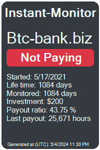 btc-bank.biz Monitored by Instant-Monitor.com