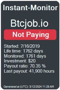 btcjob.io Monitored by Instant-Monitor.com