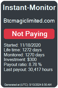 btcmagiclimited.com Monitored by Instant-Monitor.com