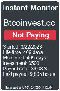 btcoinvest.cc Monitored by Instant-Monitor.com