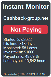 cashback-group.net Monitored by Instant-Monitor.com