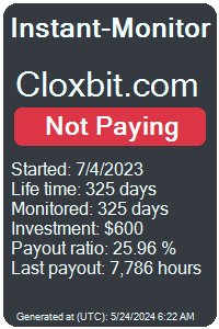 cloxbit.com Monitored by Instant-Monitor.com