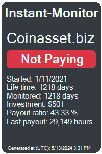 coinasset.biz Monitored by Instant-Monitor.com