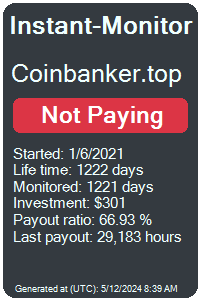 coinbanker.top Monitored by Instant-Monitor.com