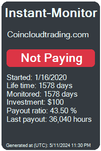 coincloudtrading.com Monitored by Instant-Monitor.com