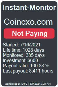 coincxo.com Monitored by Instant-Monitor.com