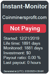 coinminersprofit.com Monitored by Instant-Monitor.com