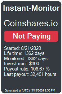 coinshares.io Monitored by Instant-Monitor.com