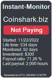 coinshark.biz Monitored by Instant-Monitor.com