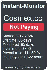 cosmex.cc Monitored by Instant-Monitor.com