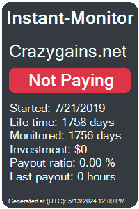 crazygains.net Monitored by Instant-Monitor.com