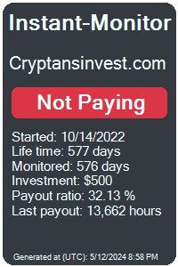 cryptansinvest.com Monitored by Instant-Monitor.com