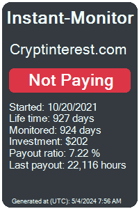 cryptinterest.com Monitored by Instant-Monitor.com