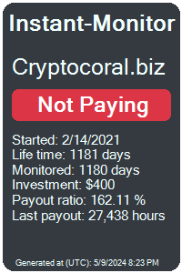 cryptocoral.biz Monitored by Instant-Monitor.com