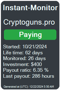 cryptoguns.pro Monitored by Instant-Monitor.com