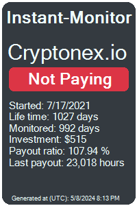 cryptonex.io Monitored by Instant-Monitor.com