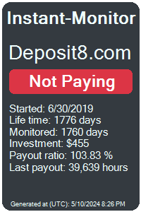 deposit8.com Monitored by Instant-Monitor.com
