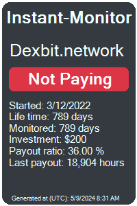 dexbit.network Monitored by Instant-Monitor.com