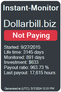 dollarbill.biz Monitored by Instant-Monitor.com