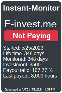 e-invest.me Monitored by Instant-Monitor.com