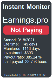 earnings.pro Monitored by Instant-Monitor.com