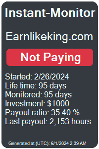 earnlikeking.com Monitored by Instant-Monitor.com
