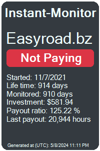 easyroad.bz Monitored by Instant-Monitor.com