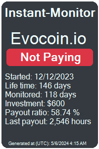 evocoin.io Monitored by Instant-Monitor.com