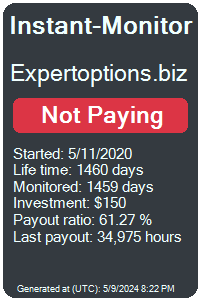 expertoptions.biz Monitored by Instant-Monitor.com
