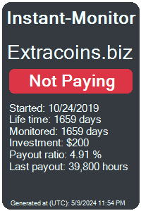 extracoins.biz Monitored by Instant-Monitor.com