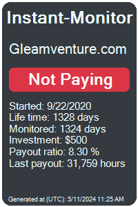 gleamventure.com Monitored by Instant-Monitor.com