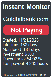 goldbitbank.com Monitored by Instant-Monitor.com