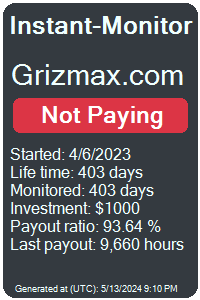 grizmax.com Monitored by Instant-Monitor.com