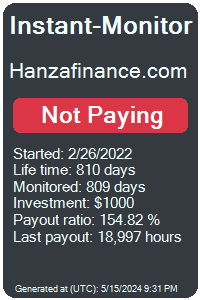 hanzafinance.com Monitored by Instant-Monitor.com