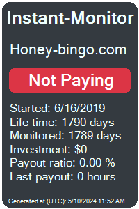 honey-bingo.com Monitored by Instant-Monitor.com