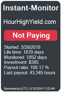 hourhighyield.com Monitored by Instant-Monitor.com
