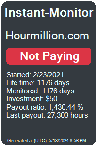 hourmillion.com Monitored by Instant-Monitor.com
