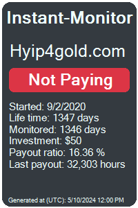 hyip4gold.com Monitored by Instant-Monitor.com