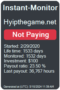 hyipthegame.net Monitored by Instant-Monitor.com