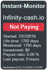 infinity-cash.io Monitored by Instant-Monitor.com