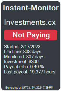 investments.cx Monitored by Instant-Monitor.com
