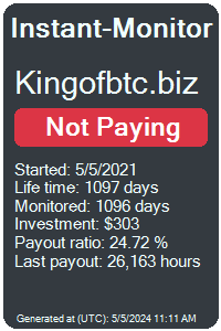 kingofbtc.biz Monitored by Instant-Monitor.com