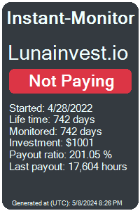 lunainvest.io Monitored by Instant-Monitor.com