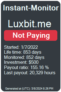 luxbit.me Monitored by Instant-Monitor.com
