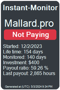 mallard.pro Monitored by Instant-Monitor.com