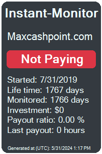 maxcashpoint.com Monitored by Instant-Monitor.com
